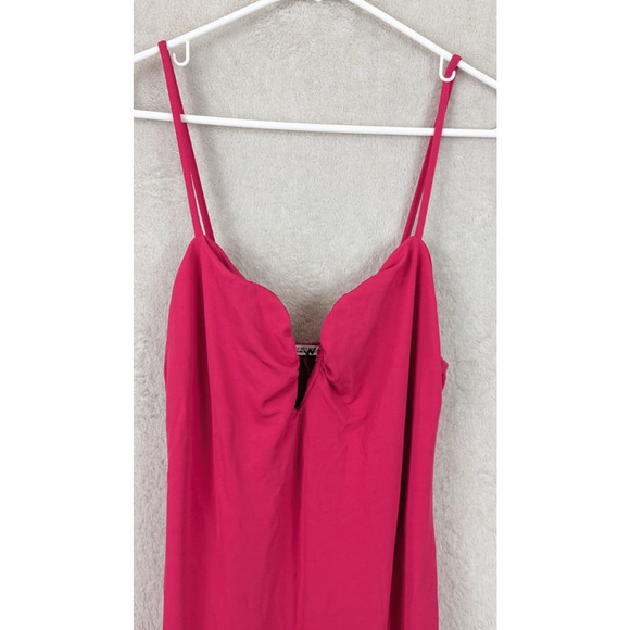 New Zara sz S Slip Dress pink midi sweetheart stretchy sleeveless tank 1093 - Picture 2 of 6